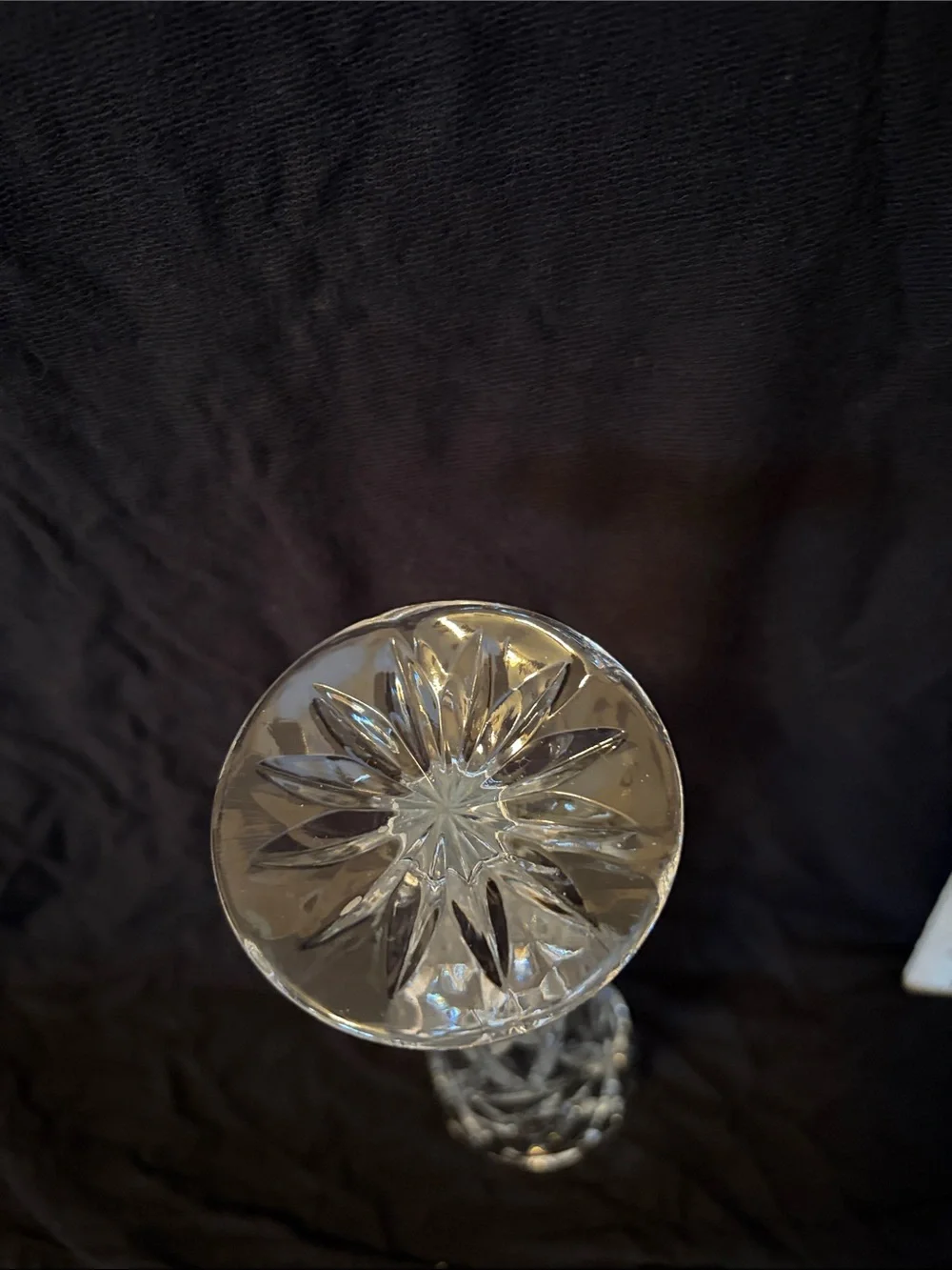 Clear glass  Bud Vase with star pinwheel cut design